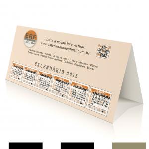 Calendário de Mesa Cartão 20cm Largura x10cm Altura x 6,5cm Profundidade 4x0 Laminação BOPP Corte e Vinco 