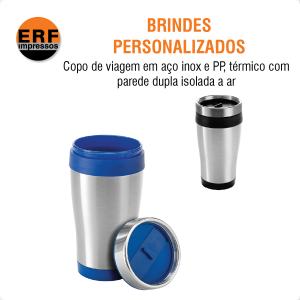 Copo de viagem em aço inox e PP, térmico com parede dupla isolada a ar Aço inox e PP 8,1x18,17cm    