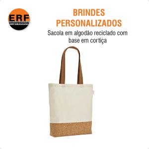 Sacola em algodão reciclado com base em cortiça_Personalizável com a sua Marca Aço inox e PP 8,1x18,17cm    